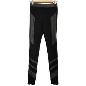 ASOS NWT Ankle Leggings Pants Faux leather Trim Black 6 Tall 6T Pull On Stretchy